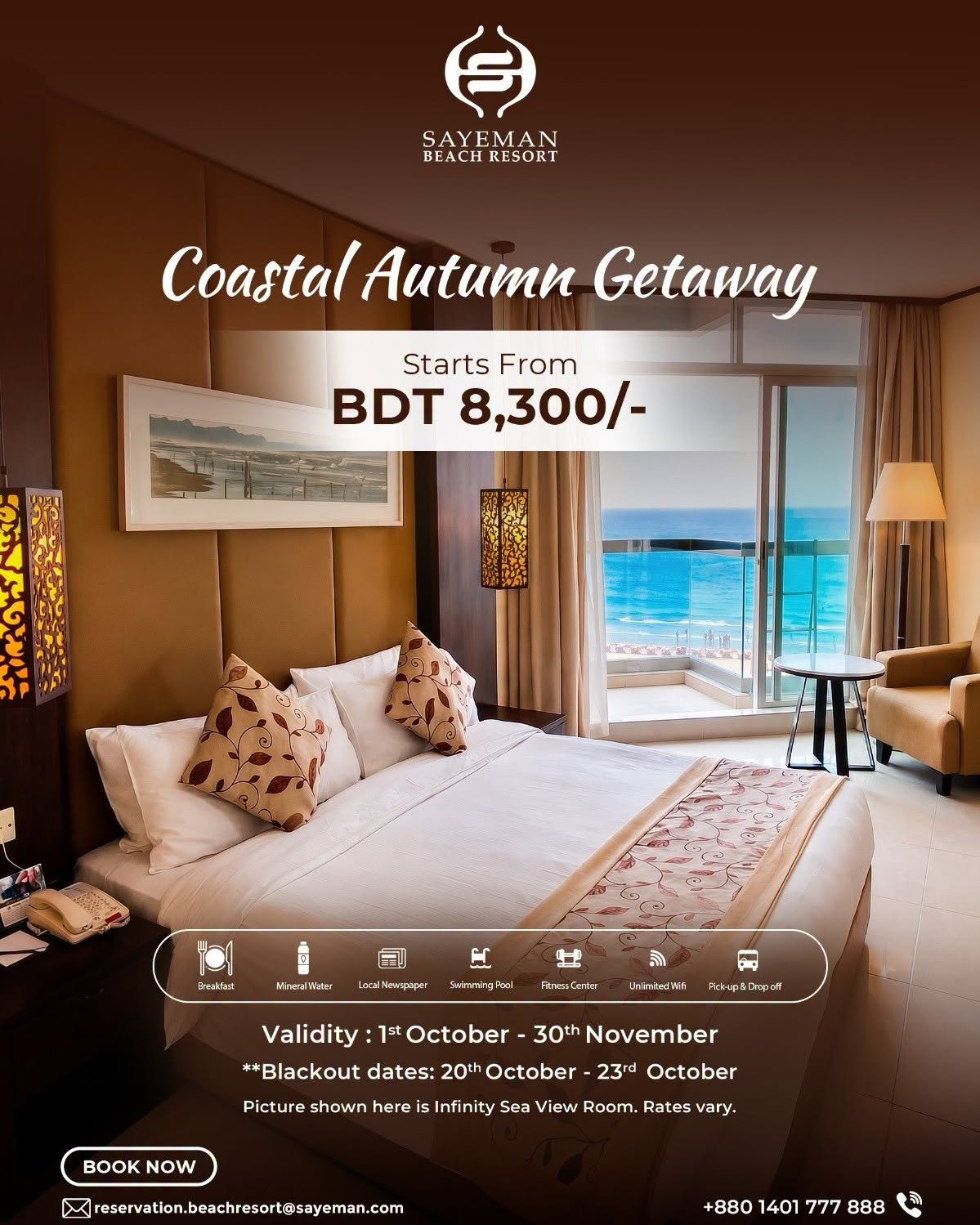 Make this autumn a coastal escape at Sayeman Beach Resort. 🌊✨