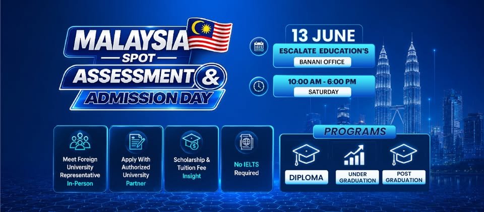 Study in Malaysia-Spot Assessment & Admission by Escalate Education